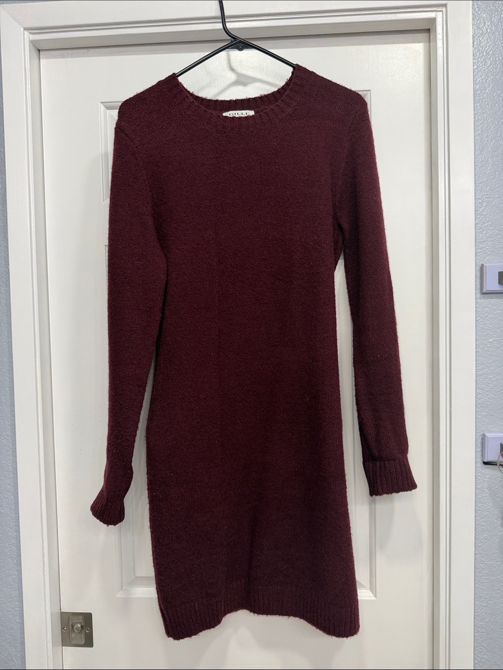 Gilli Burgundy Long Sleeve Knit Dress